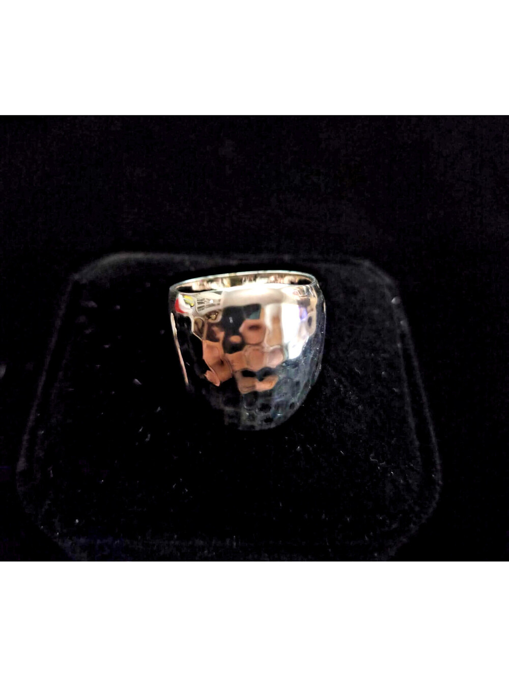 ELLE 925 Sterling Silver Hammered Ruby Ring Size 8 9.6g Box 2006 Vintage